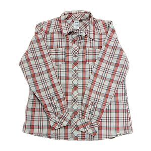 The North Face Pink Coral Aqua Plaid Long Sleeve Button Front Shirt Women’s XL